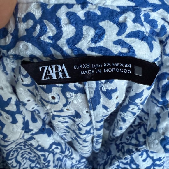 Zara Blue and White Floral Midi Dress XS - Picture 9 of 11